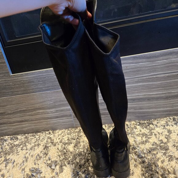 Christian Siriano OTK Boots Black Stretch Over The Knee Riding Size 7 EUC - Picture 3 of 4